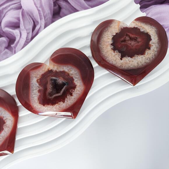 Druzy Carnelian Heart Crystal Carving Strength Crystals - Picture 4 of 8